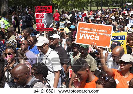 Stock Image - The National Action to Realize the Dream march and rally for the 50th Anniversary of the march on Washington, August 24, 2013, Lincoln Memorial, Washington, D. C.. Fotosearch