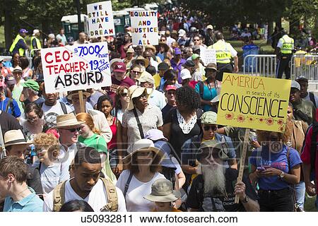 Stock Image - The National Action to Realize the Dream march and rally for the 50th Anniversary of the march on Washington, August 24, 2013, Lincoln Memorial, Washington, D. C.. Fotosearch