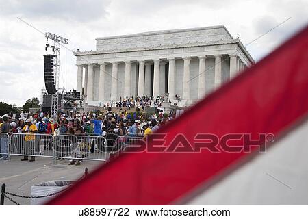 Stock Image - The National Action to Realize the Dream march and rally for the 50th Anniversary of the march on Washington, August 24, 2013, Lincoln Memorial, Washington, D. C.. Fotosearch