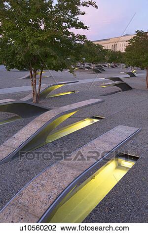Stock Image - The Pentagon Memorial honors 184 Americans who lost their life on 9/11/2001, Washington D. C.. Fotosearch