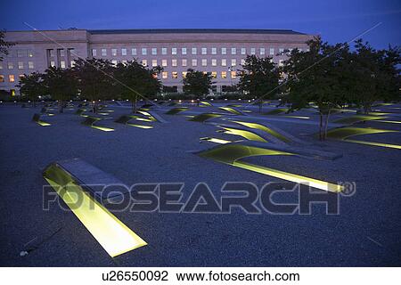 Stock Image - The Pentagon Memorial honors 184 Americans who lost their life on 9/11/2001, Washington D. C.. Fotosearch