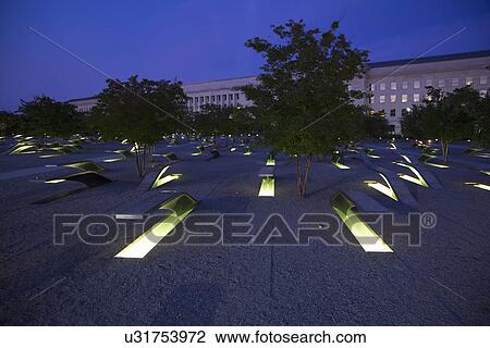 Stock Image - The Pentagon Memorial honors 184 Americans who lost their life on 9/11/2001, Washington D. C.. Fotosearch