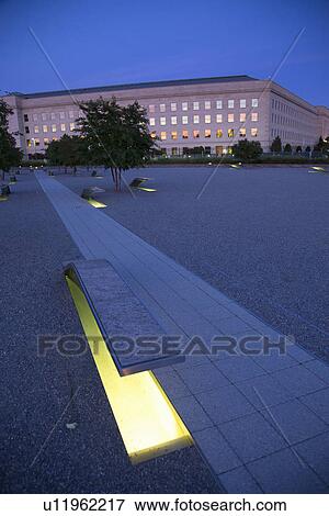 Stock Photo - The Pentagon Memorial honors 184 Americans who lost their life on 9/11/2001, Washington D. C.. Fotosearch