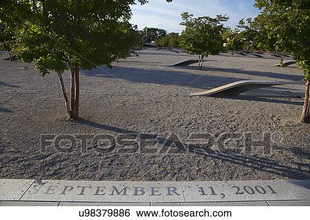 Stock Photograph - The Pentagon Memorial honors 184 Americans who lost their life on 9/11/2001, Washington D. C.. Fotosearch