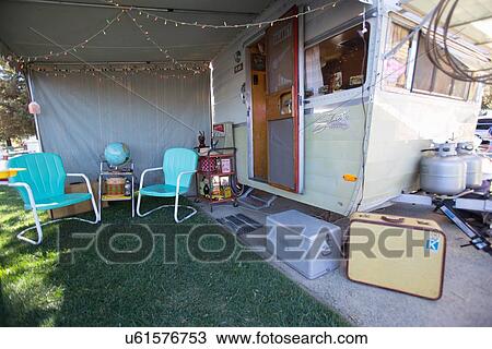 Stock Image - Vintage Trailers and Campers, the 4th Annual Vintage Trailer Bash, Flying Flag RV Resort, Buellton, California. Fotosearch