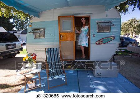 Stock Photography - Vintage Trailers and Campers, the 4th Annual Vintage Trailer Bash, Flying Flag RV Resort, Buellton, California. Fotosearch