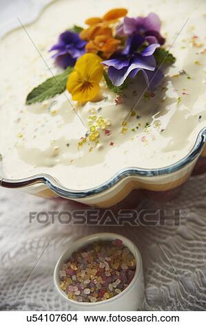 Bowl Of Homemade Sherry Trifle With Flowers View Large Photo Image Picture - Bowl Of Homemade Sherry Trifle With Flowers. Fotosearch