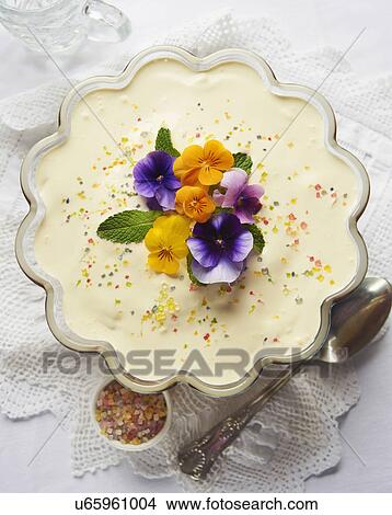 Bowl Of Homemade Sherry Trifle With Flowers View Large Photo Image Picture - Bowl Of Homemade Sherry Trifle With Flowers. Fotosearch