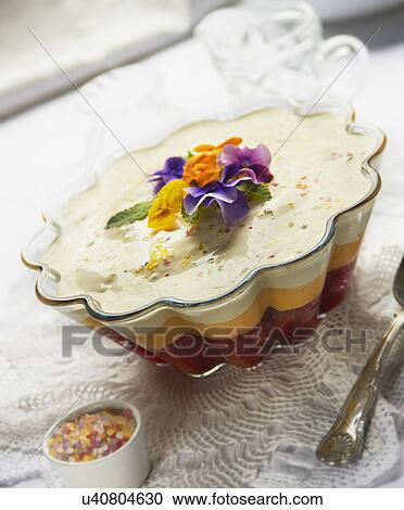 Bowl Of Homemade Sherry Trifle With Flowers View Large Photo Image Stock Image - Bowl Of Homemade Sherry Trifle With Flowers. Fotosearch