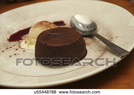 Chocolate Sponge Cake With Ice Cream View Large Photo Image Stock Photo - Chocolate Sponge Cake With Ice Cream. Fotosearch