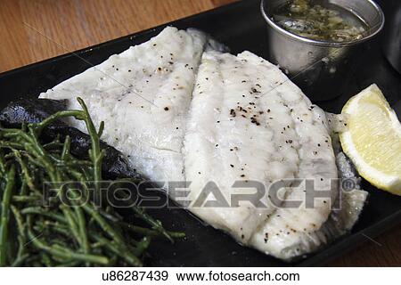 Dover Sole With Lemon And Capers. View Large Photo Image Stock Photo - Dover Sole With Lemon And Capers.. Fotosearch