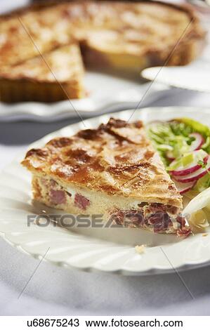 Homemade Ham And Egg Pie On Plate View Large Photo Image Stock Image - Homemade Ham And Egg Pie On Plate. Fotosearch