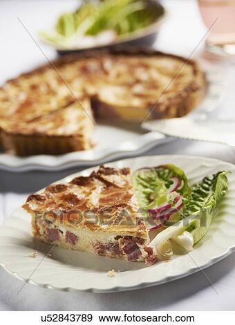 Homemade Ham And Egg Pie On Plate View Large Photo Image Stock Photo - Homemade Ham And Egg Pie On Plate. Fotosearch