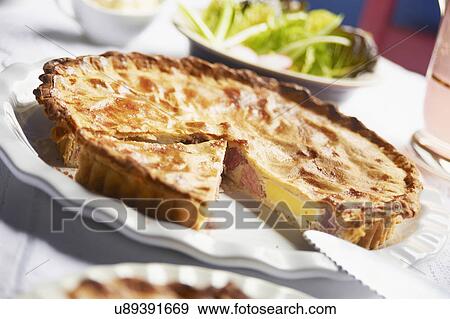 Homemade Ham And Egg Pie On Plate View Large Photo Image Stock Photo - Homemade Ham And Egg Pie On Plate. Fotosearch