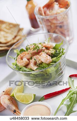 Prawn Cocktail Served In Glass Dish View Large Photo Image Stock Image - Prawn Cocktail Served In Glass Dish. Fotosearch