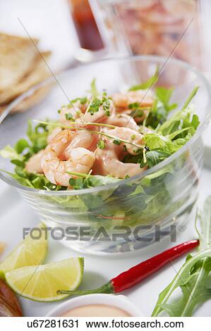Prawn Cocktail Served In Glass Dish View Large Photo Image Stock Image - Prawn Cocktail Served In Glass Dish. Fotosearch