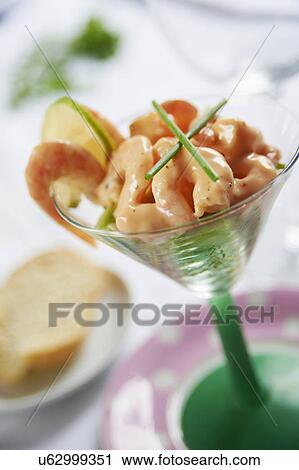 Stock Image - Prawn Cocktail Served In Glass. Fotosearch