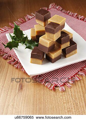 Stock Photography - A pile of chocolate peanut fudge. Fotosearch