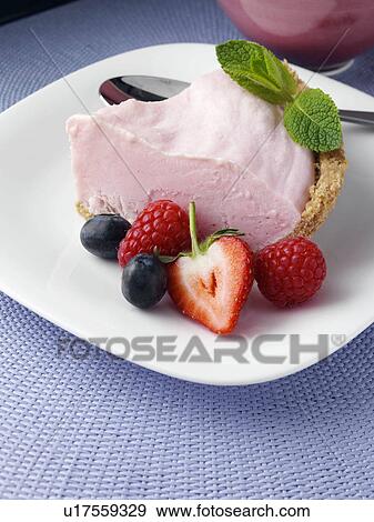 A slice of pink lemonade pie View Large Photo Image Stock Photo - A slice of pink lemonade pie. Fotosearch