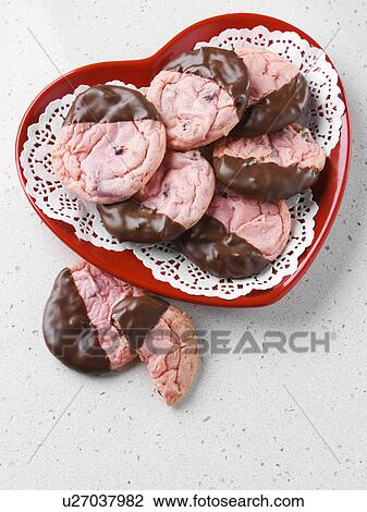 American strawberry cookies for Valentines Day in a heart shaped dish View Large Photo Image Stock Image - American strawberry cookies for Valentines Day in a heart shaped dish. Fotosearch