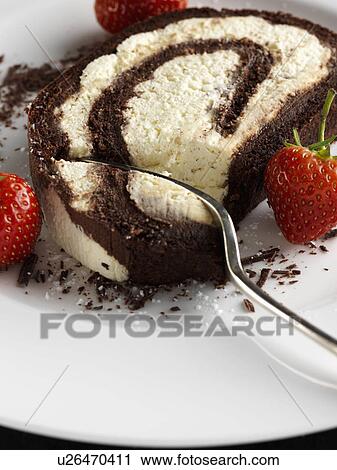 An individual portion of chocolate roulade View Large Photo Image Stock Image - An individual portion of chocolate roulade. Fotosearch