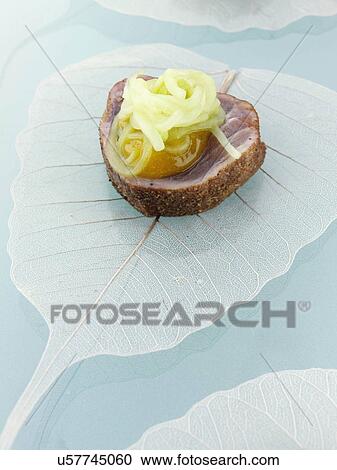 Asian tuna canape mango cucumber View Large Photo Image Stock Image - Asian tuna canape mango cucumber. Fotosearch