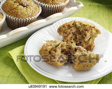 Stock Image - Avocado zucchini muffins. Fotosearch