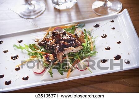 Balsamic Chicken Salad On Wooden Table View Large Photo Image Stock Image - Balsamic Chicken Salad On Wooden Table. Fotosearch