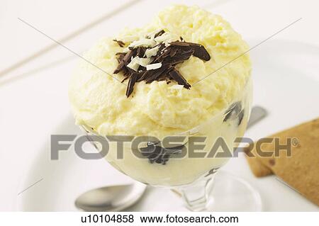 Stock Photo - Blackberry Flummery Served In Glass Dish. Fotosearch
