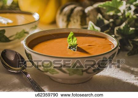 Stock Image - Bowl Of Homemade Tomato Soup. Fotosearch