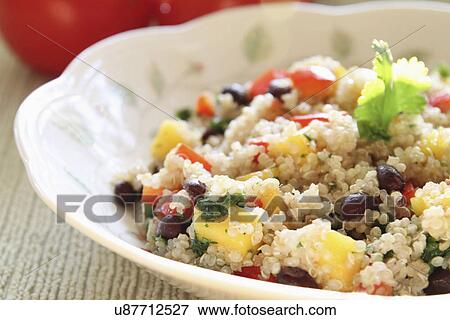 Bowl Of Quinoa Served With Fresh Vegetables View Large Photo Image Stock Photo - Bowl Of Quinoa Served With Fresh Vegetables. Fotosearch