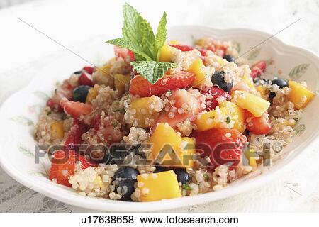 Bowl Of Quinoa Served With Summer Fruits View Large Photo Image Stock Photo - Bowl Of Quinoa Served With Summer Fruits. Fotosearch
