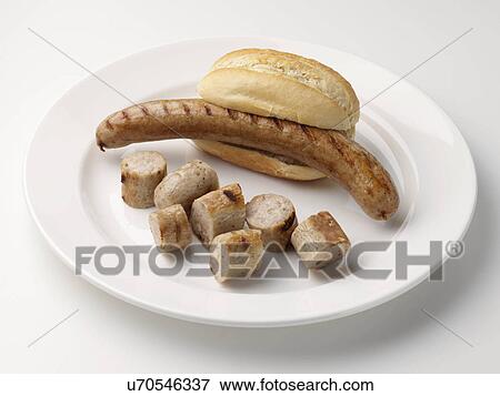 Stock Photo - Bratwurst in a roll. Fotosearch