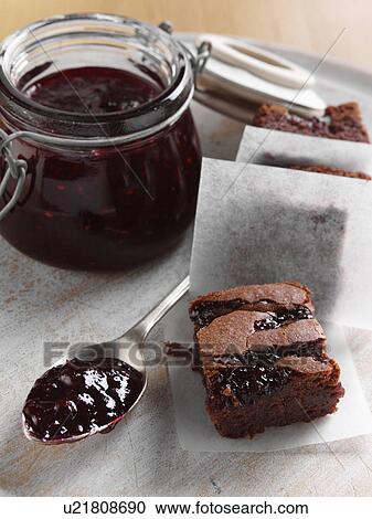 Brownies with jam View Large Photo Image Stock Image - Brownies with jam. Fotosearch