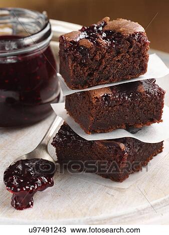 Brownies with jam View Large Photo Image Stock Image - Brownies with jam. Fotosearch