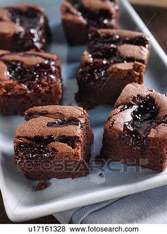 Stock Photo - Brownies with jam. Fotosearch