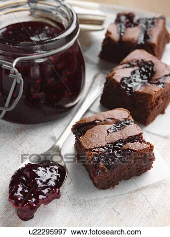 Brownies with jam View Large Photo Image Stock Photo - Brownies with jam. Fotosearch