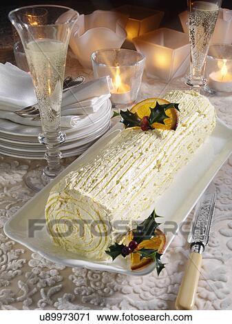 Buche de Noel French Christmas log cake View Large Photo Image Stock Image - Buche de Noel French Christmas log cake. Fotosearch