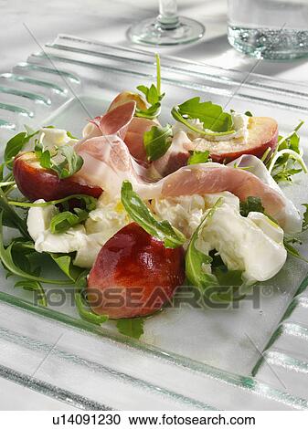 Burrito prosciutto ham and peach salad View Large Photo Image Stock Image - Burrito prosciutto ham and peach salad. Fotosearch