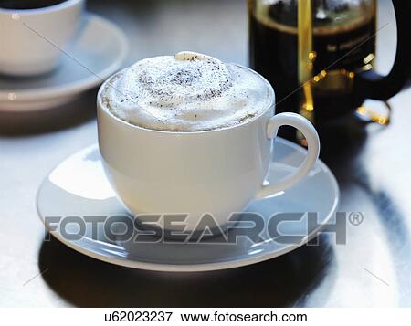 Cappucino and coffee cafitiere View Large Photo Image Stock Photo - Cappucino and coffee cafitiere. Fotosearch
