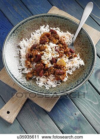 Chilli con carne and rice View Large Photo Image Stock Image - Chilli con carne and rice. Fotosearch