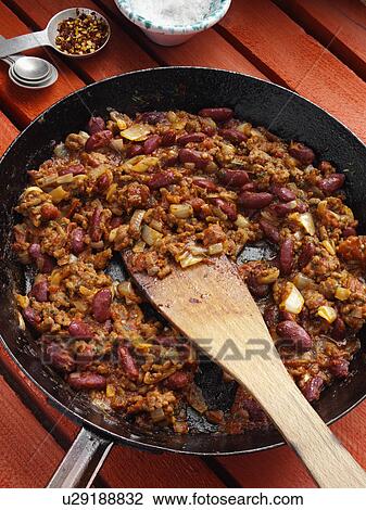 Chilli con carne in a frying pan View Large Photo Image Stock Image - Chilli con carne in a frying pan. Fotosearch