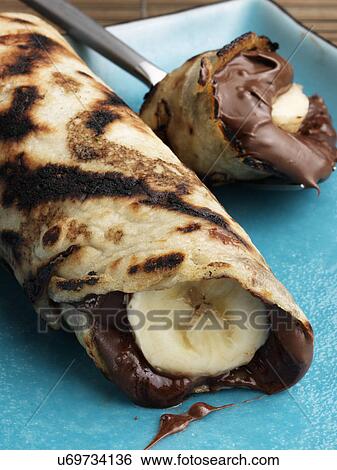Chocolate banana pancake View Large Photo Image Stock Photograph - Chocolate banana pancake. Fotosearch