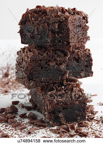 Stock Photo - Chocolate Brownies stacked. Fotosearch