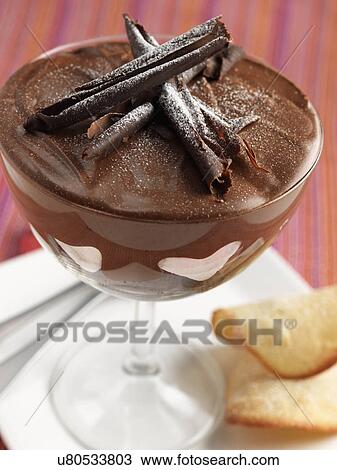 Chocolate desert with tuiles View Large Photo Image Stock Image - Chocolate desert with tuiles. Fotosearch