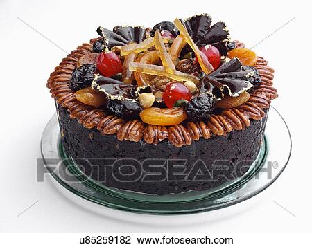 Stock Image - Chocolate Xmas cake. Fotosearch