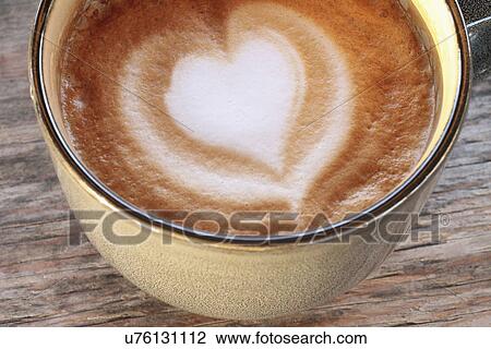 Cup Of Cappuccino With Heart Shape In Foam View Large Photo Image Stock Image - Cup Of Cappuccino With Heart Shape In Foam. Fotosearch