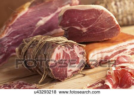 Display Of Cooked Meats In Charcuterie View Large Photo Image Stock Photo - Display Of Cooked Meats In Charcuterie. Fotosearch