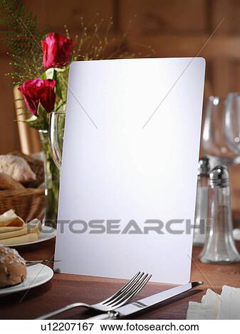 Empty Menu in restaurant table setting View Large Photo Image Stock Photo - Empty Menu in restaurant table setting. Fotosearch