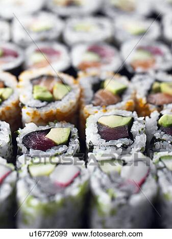 Stock Photo - Entire frame sushi. Fotosearch